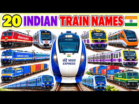 🚆 20 Indian Train Names in English & Hindi 🇮🇳 | Indian Railway Trains | Amazing World Knowledge
