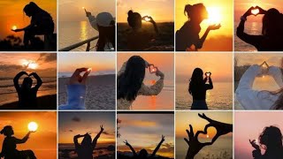 Sunset poses for girls 🌥️ || sunset dp photos, wallpapers, photo || sunset photography ideas