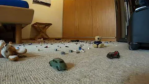 Vacuuming the childrens room after Christmas