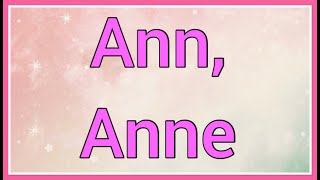 Ann, Anne | Name Origin Meaning Variations