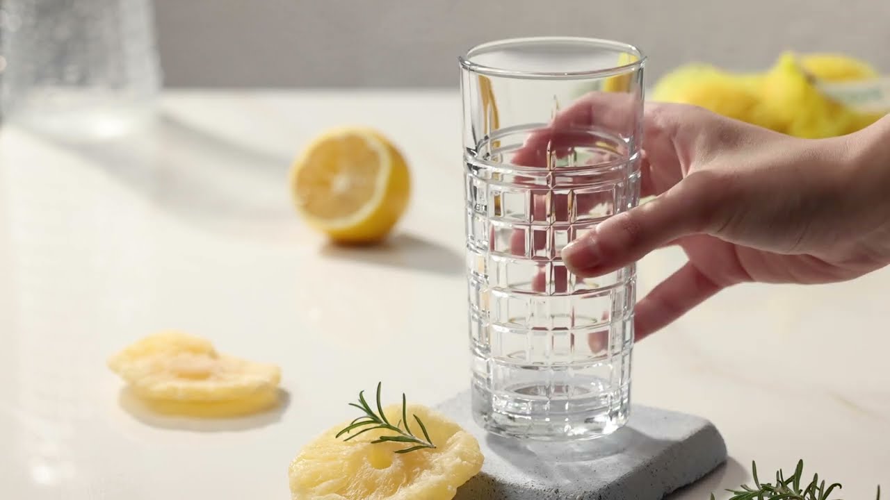 Hiball Drinking Glasses - Highball Tumblers for Water, Cocktails,  356ml - Dishwasher Safe, Set of 6