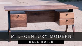 Mid-Century Modern Desk Build My wife and I have been building furniture full-time from our home in Denver, CO for the past two years. We