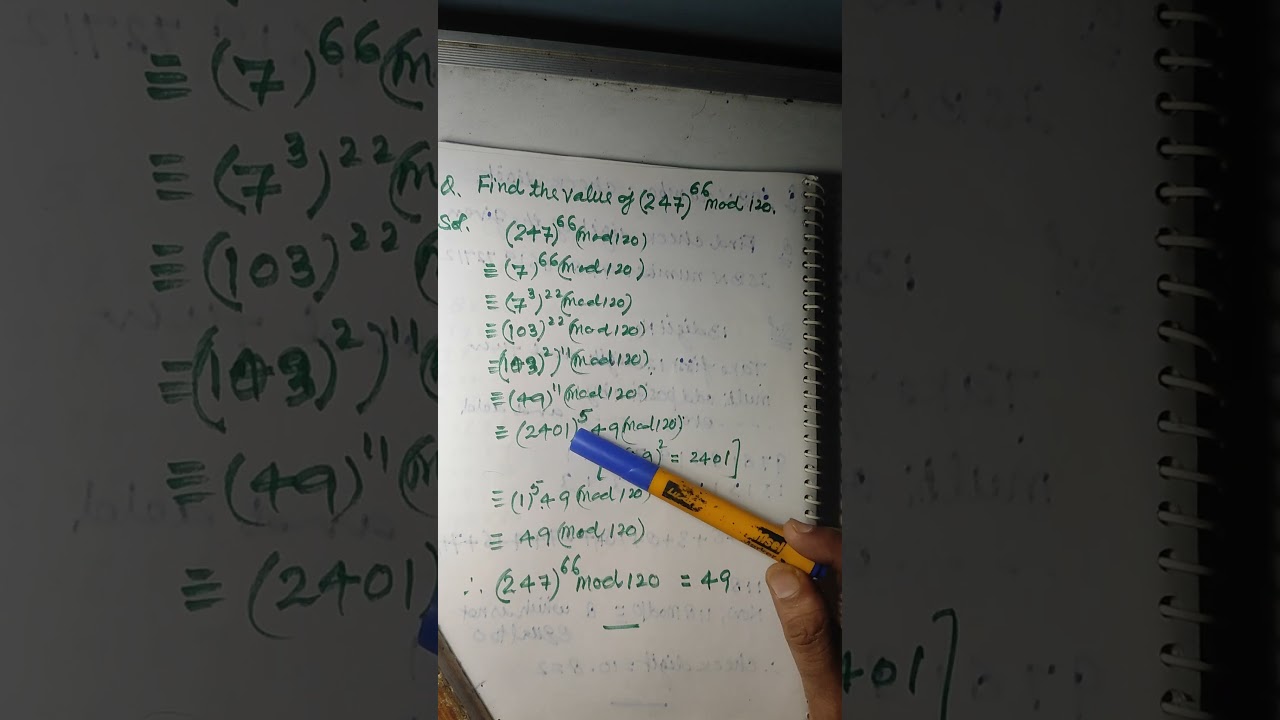 Find the value of (247)^66 mod is 120.      