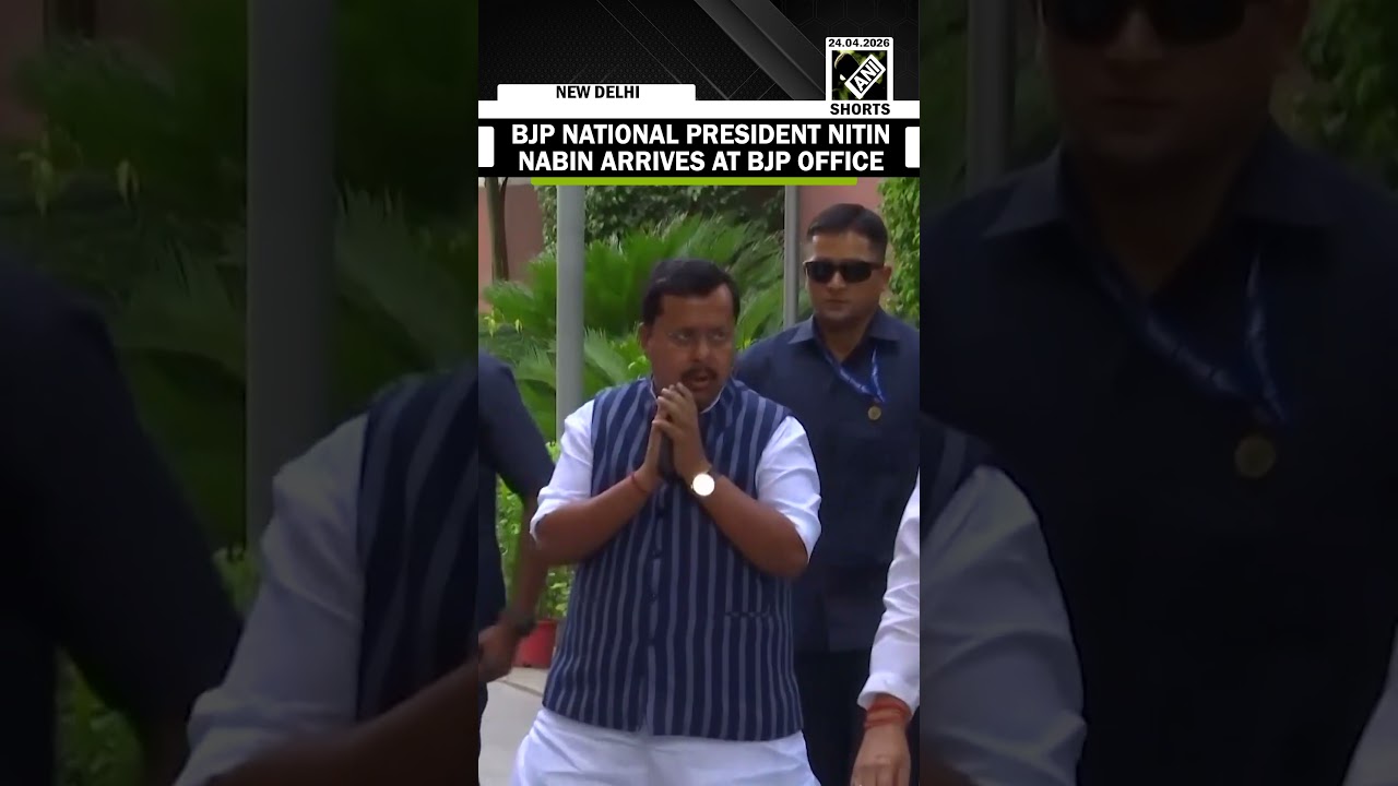 BJP National President Nitin Nabin arrives at BJP office after 2/3rd AAP MPs announce merge in BJP