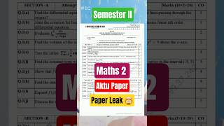 Paper Leak of Maths 2 ( AKTU ) #shorts #viral #maths #semester #btech #exam #aktu