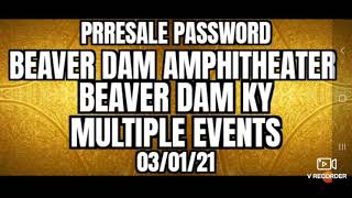 Beaver Dam Amphitheater Season Series Presale Password Tickets Code (multiple events)