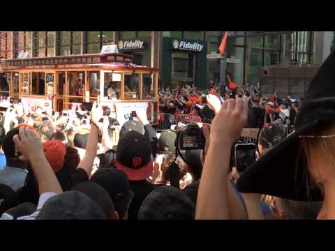 San Francisco Giants World Series Parade - Buster Posey, Aubrey Huff, Pat The Bat, & Mike Fontenot