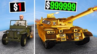 Upgrading $1 vs $1000000 Army Cars on GTA 5 RP