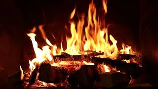 Crackling glowing orange flames embers Fire in Fireplace with chill relaxing music to unwind 60fps