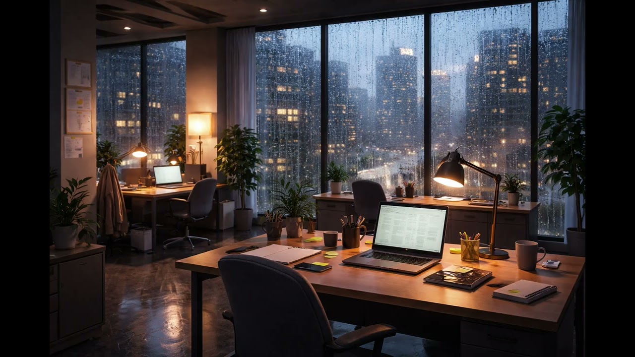 You, working in the office on a rainy day… lonely rain sounds | Working Alone on a Rainy Day