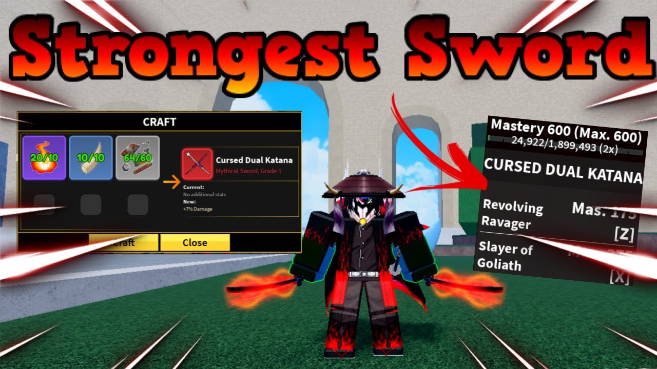 Strongest Sword!?) Upgraded Max/600 Mastery Cursed Dual Katana Showcase!