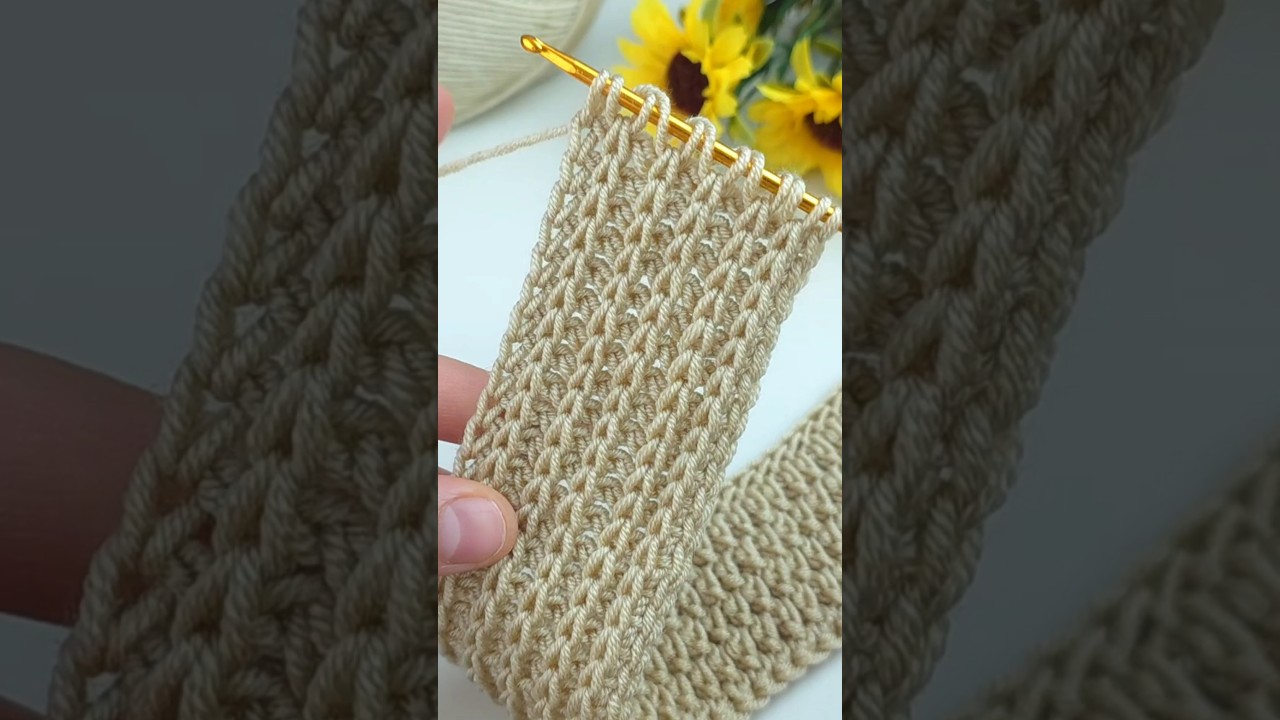 super easy tunısıan bandana #crochet  #knitting  #shorts #asmr