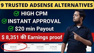9 Best Adsense alternatives with high CPM, high CPC, instant approval, and minimum payout