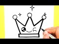 How to draw a Supper Cute Crown Step by step very easy, Draw cute things