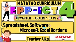 MATATAG EPP- ICT 4 Grade 4 Kuwarter 1 Aralin 7 Spreadsheet Software: Microsoft Excel Borders