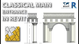 Classical Main Entrance Complete with Doric Column in Revit 2021
