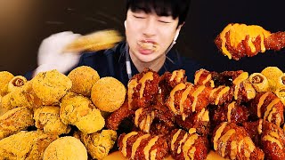 그냥 아무 생각없이 치킨만 뜯고 싶은 날..🍗 ASMR MUKBANG CRISPY CHESSE \u0026 SPICY CHICKEN 후참잘 맵달킹 치킨 먹방