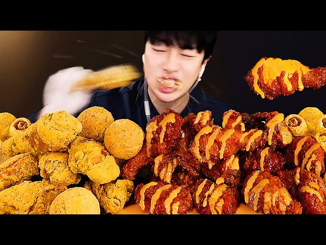 그냥 아무 생각없이 치킨만 뜯고 싶은 날..🍗 ASMR MUKBANG CRISPY CHESSE & SPICY CHICKEN 후참잘 맵달킹 치킨 먹방