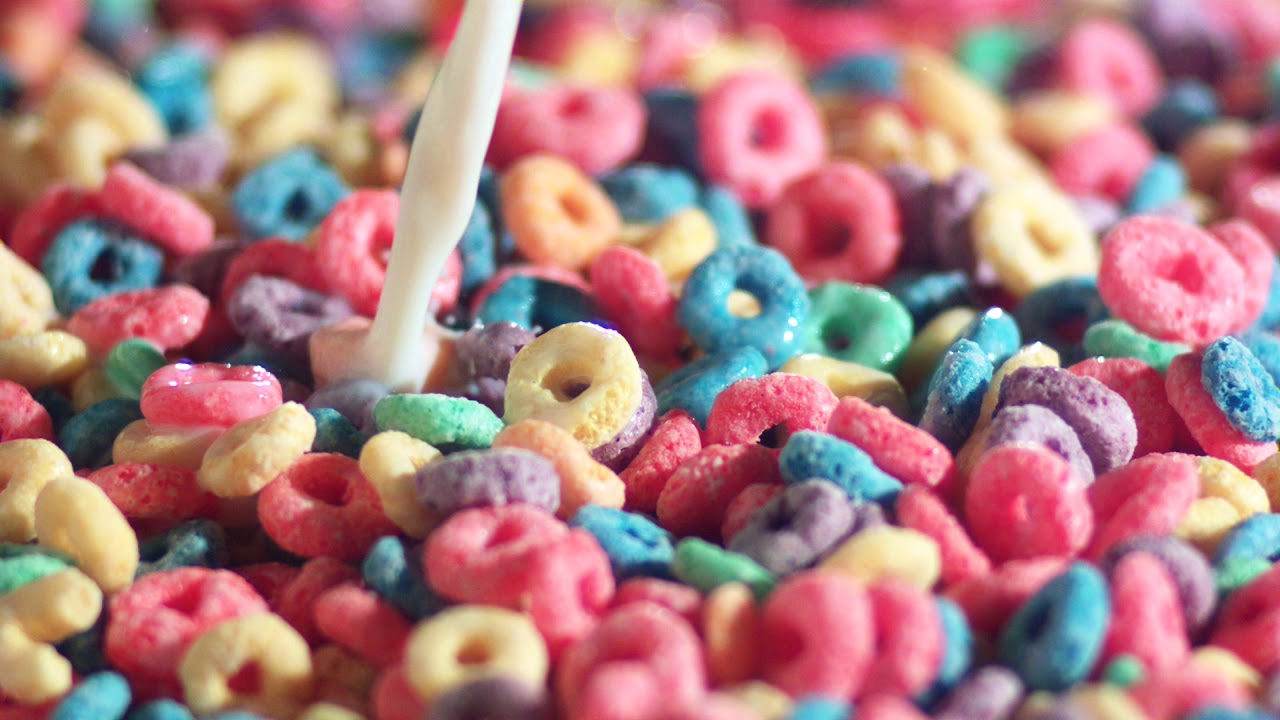 pouring milk coloured cereal YouTube