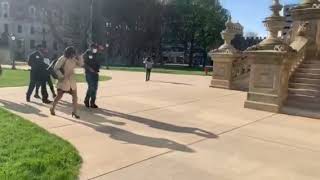 Michigan House Democrat Sarah Anthony Armed Escort to Michigan Capitol