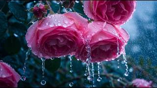Gentle Rain on Pink Roses 🌹 Dripping Water Sounds & White Noise ASMR for Insomnia & ADHD Focus screenshot 5
