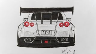 How to Draw a car Nissan GT-R