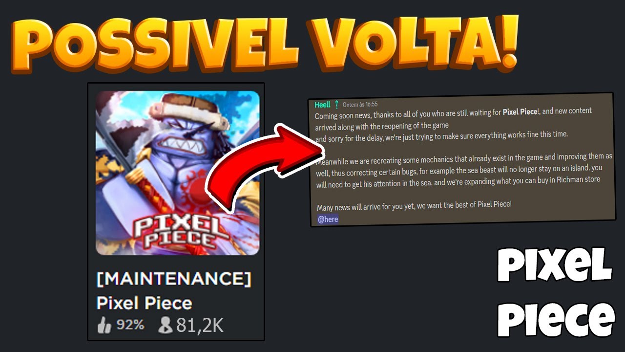 ESSA É A POSSIVEL DATA DA VOLTA DO PIXEL PIECE - ROBLOX