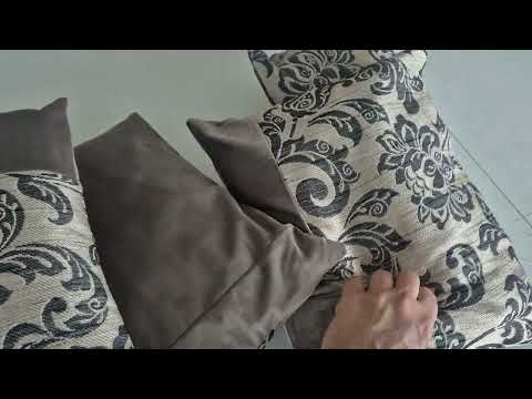 Комплект декоративних подушок Firanka Вензель з квіткою 5шт Сірий з бежевим (п_0701), видео 1