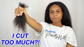 I CUT TOO MUCH?!? Length Check + Trim | Natural Hair