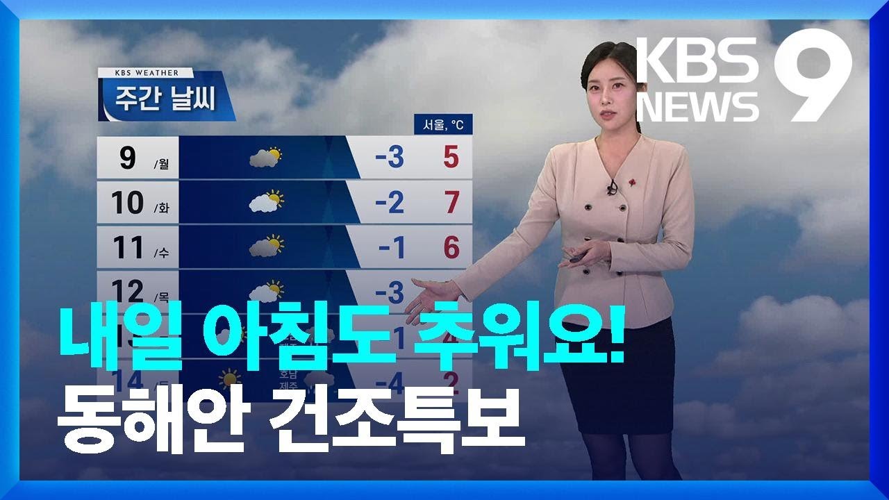 [날씨] 내일(8일) 아침도 추워요!…동해안 건조특보 / KBS  2024.12.07.