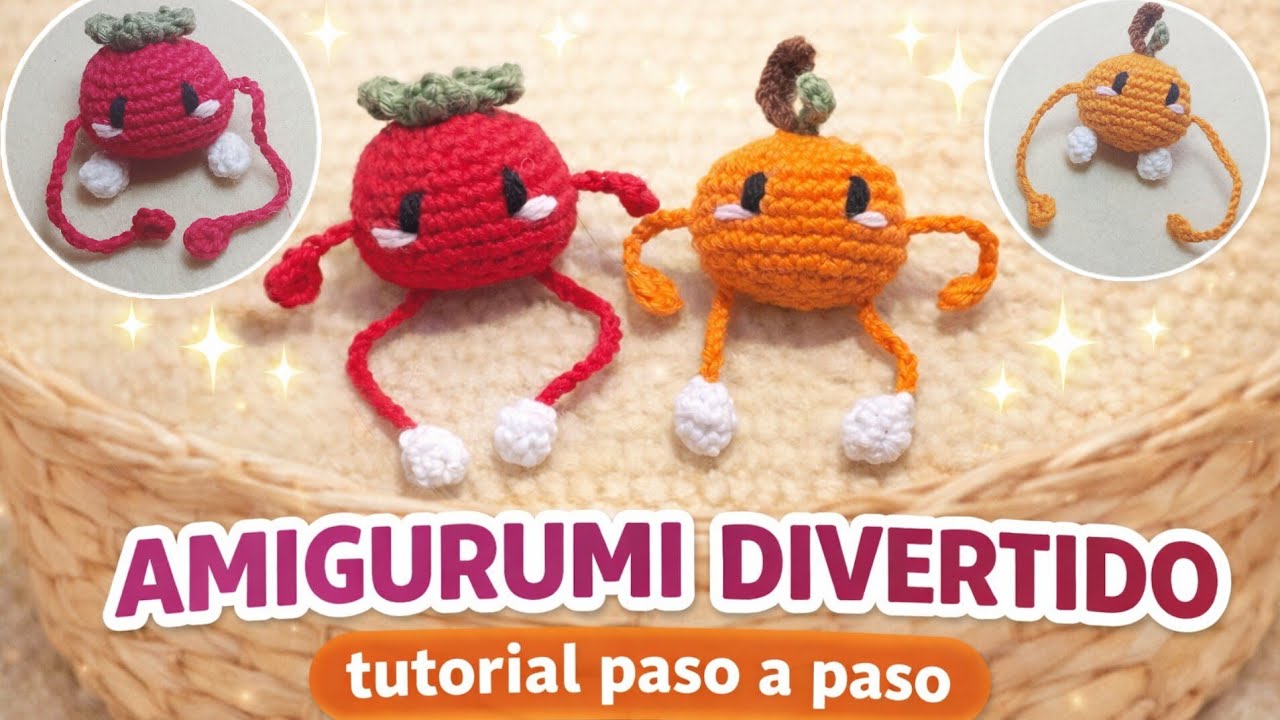 ¡AMIGURUMI DIVERTIDO! 🍅🍊 FRUTITAS con patitas MOVIBLES ✨💖| Crochet PASO A PASO 🧶☺️