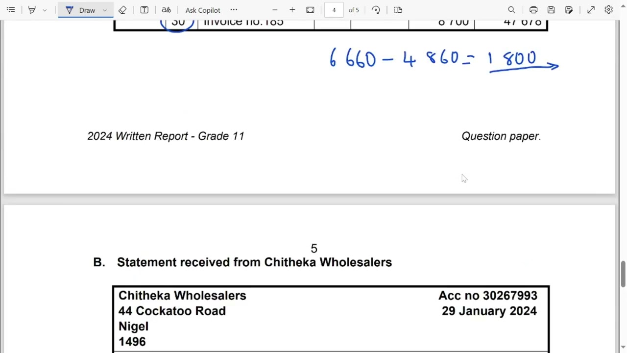 Accounting Grade 11 Term 1: Creditors Reconciliation statement
