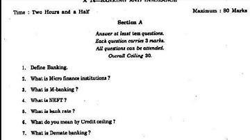 Bcom banking and insurance previous question paper 2021|bcom bba calicut university |fourth semester