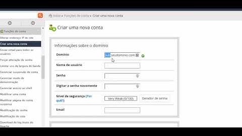 Criar conta cPanel utilizando sub domínio