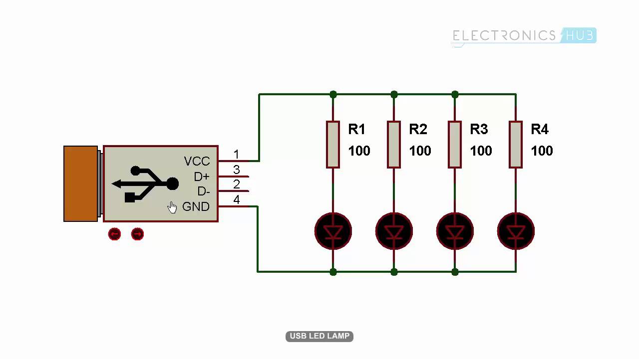 USB LED Lamp Circuit  5v USB Light for Laptop