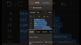 Create Table in Oracle APEX | SQL Basics Marathi | No Voice SQL Shorts