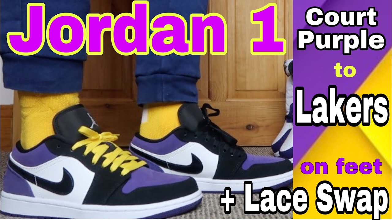 Jordan 1 Low Court Purple on Feet + 