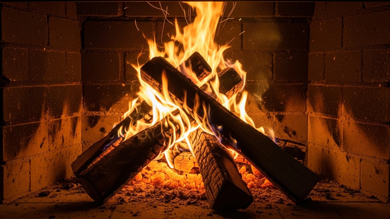Cozy Winter Fireplace Ambience with Crackling Fire Sounds for Rest and Comfort
