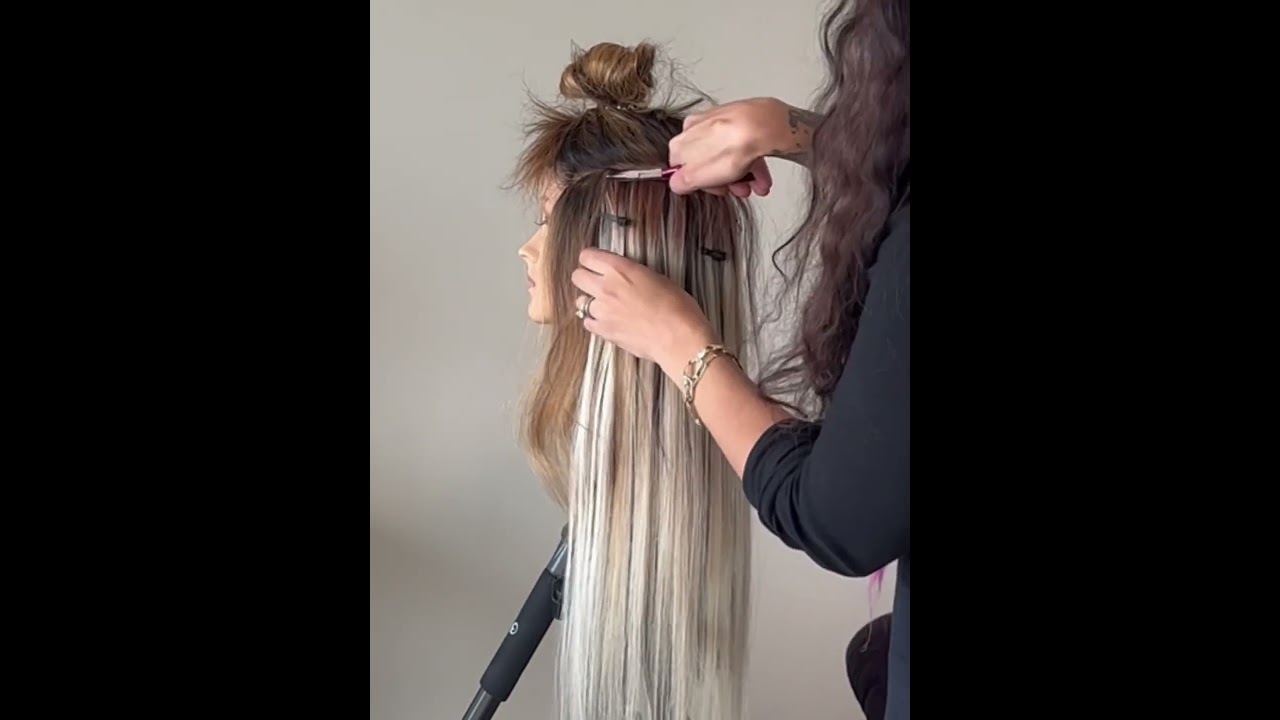 Fastest hand tied hair extensions hidden bead method!