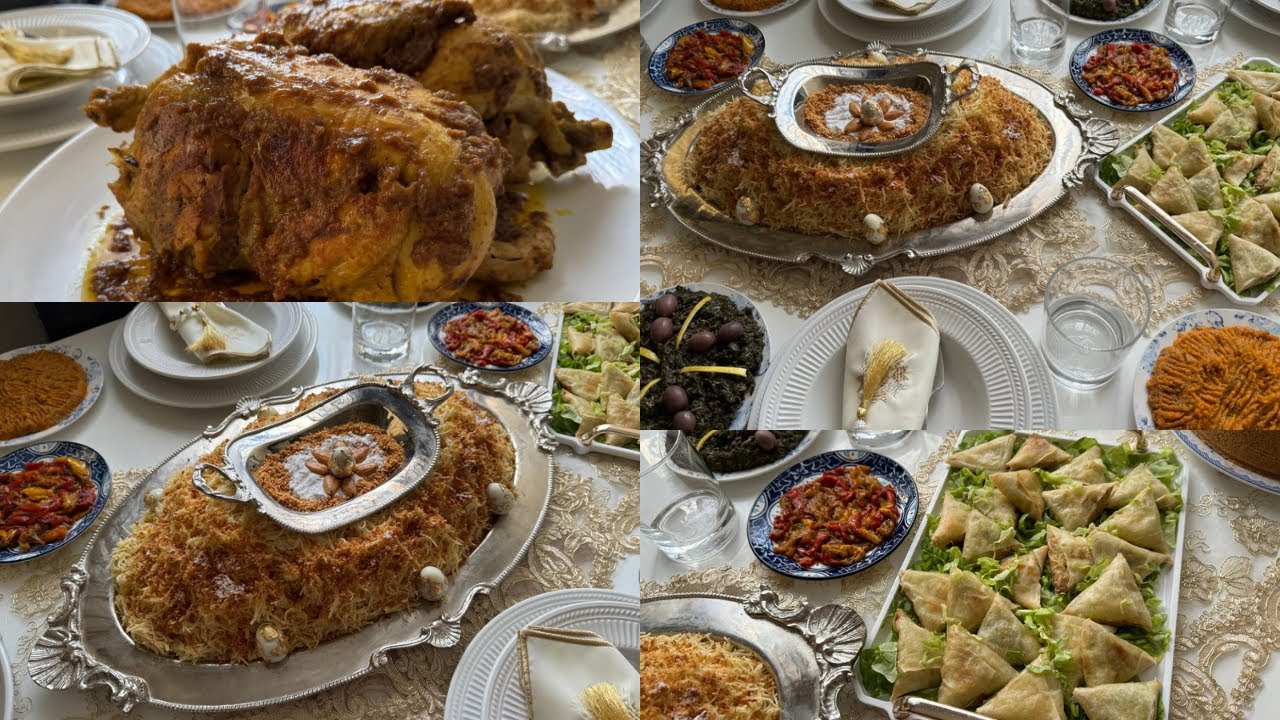 دجاج لفاسي مشرمل ومحمر بلا فران😍بريوات فاسين قدام سلطات مغربية 🇲🇦سفة مسقية تشيز كيك 🍰