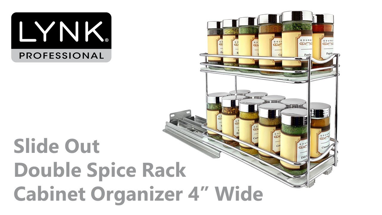 Lynk Professional Slide Out Spice Rack Upper Cabinet Organizer- 4 Wide