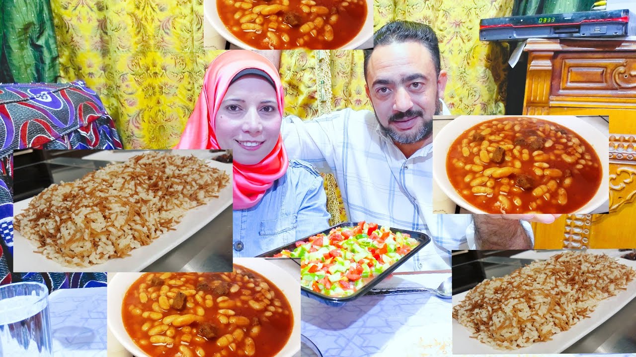 تحدي بيني وبين امال على طبقين فاصوليا بيضاء مع اللحمه الضاني ومع الارز بالشعريه والعقاب صدمه الامل