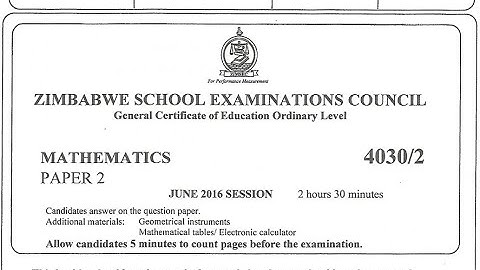 ZIMSEC - MATHS JUNE 2016 : P2