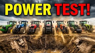 Tractor Power Test in Deep Mud! John Deere vs New Holland vs Massey Ferguson vs Kubota Challenge