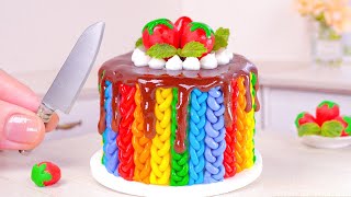 rainbow cake or chocolate cake or strawberry cake miniature rainbow strawberry chocolate cake idea