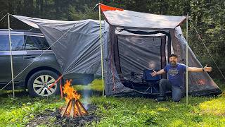 Camping in a Remote Forest with a Crazy Car Tent