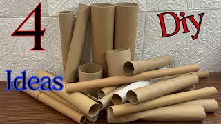 4 Diy Organizer with cardboard Rolls/ Recycling Cardboard Crafts/ منظمات يدويه من رولات الكرتون