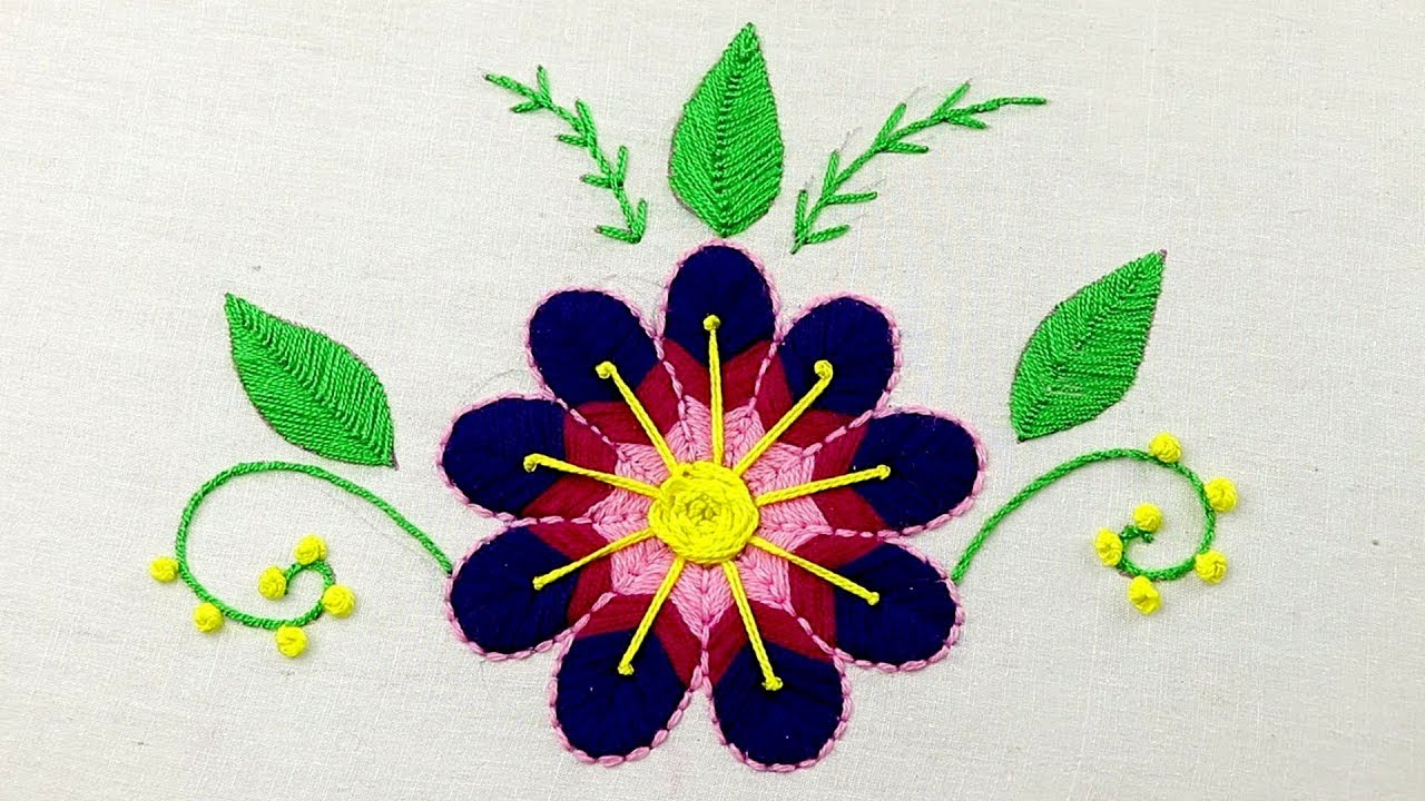 bordado mexicano flores, Mexican Embroidery: Fishbone Stitch Flower, hand  embroidery stitches - YouTube