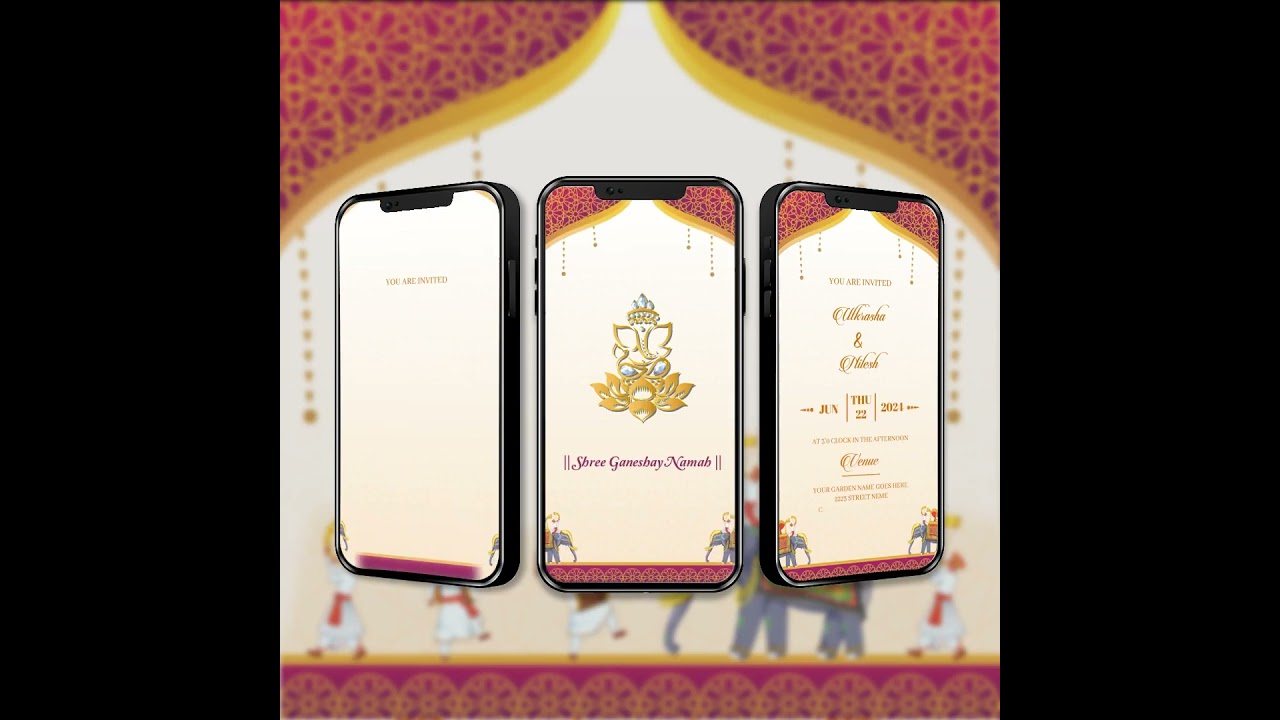 Digital Wedding Invitation Video | Online Animated Video Invitation Maker | AI- 1167