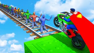 SPIDERMAN & SuperMan Motorcycles Epic Ramps Speed Jump Challenge Competition #578